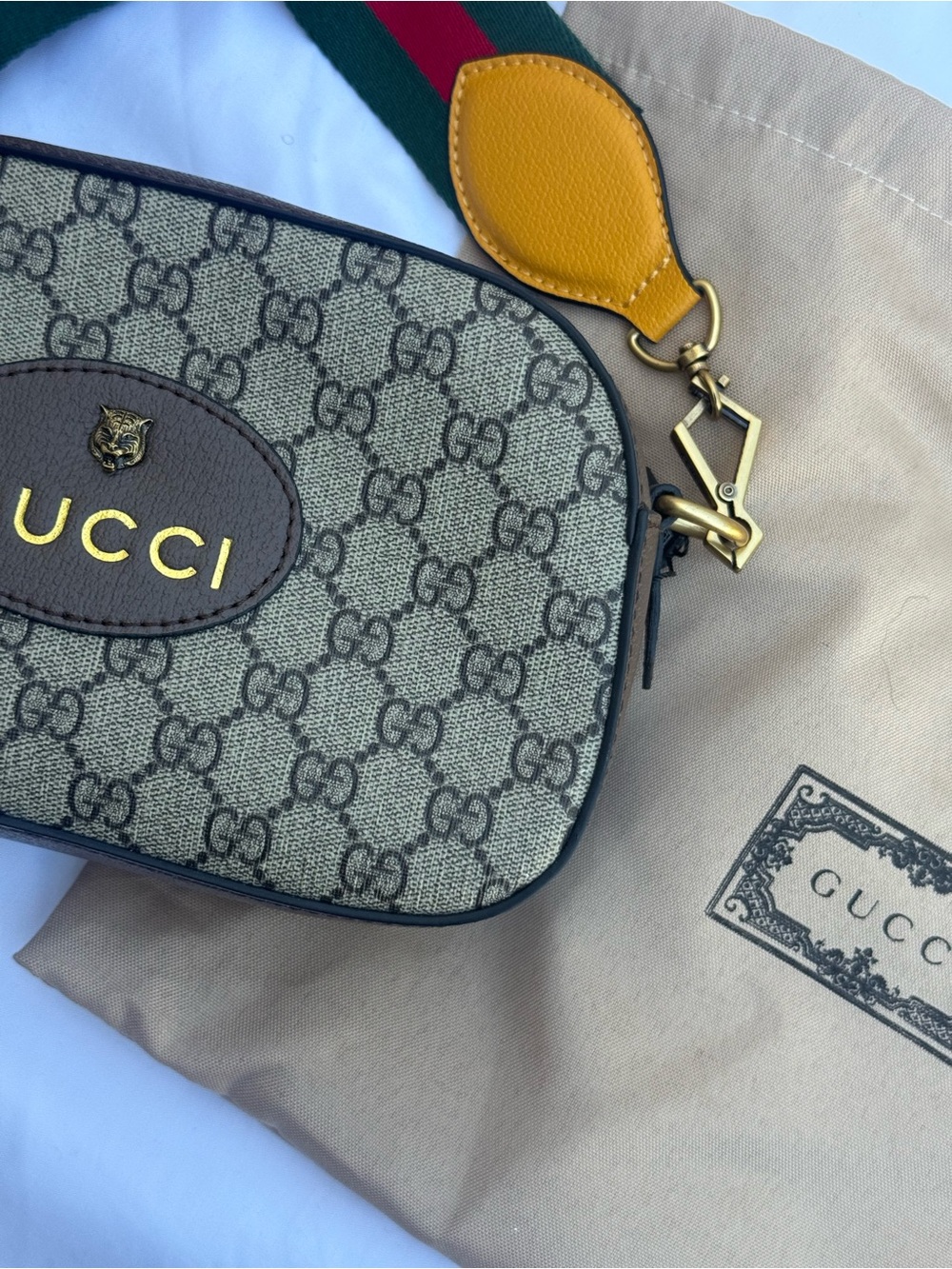 Gucci GG Supreme Neo Vintage Mini Messenger Bag — Tiger Patch, Rose Lining